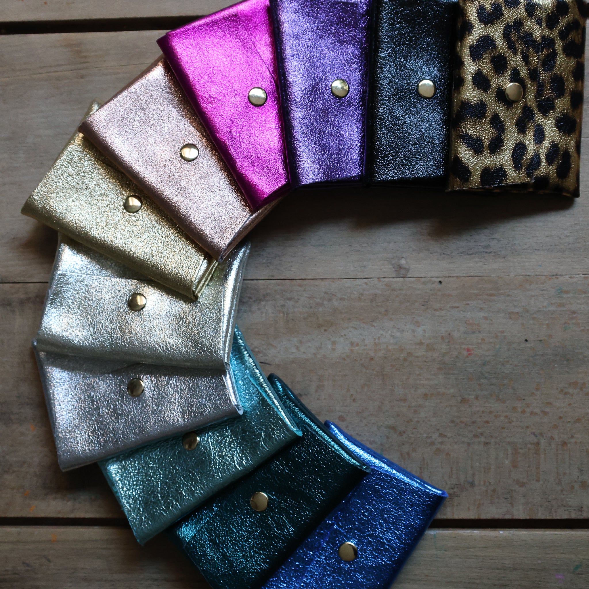 Porte cartes cuir metalisé ensemble