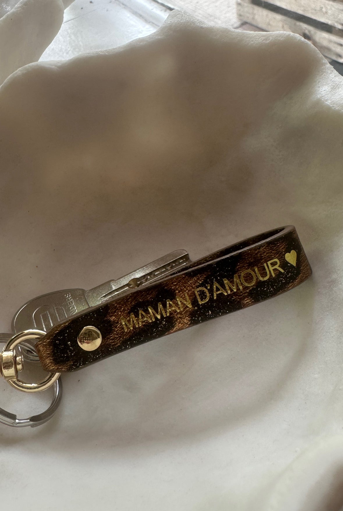 Porte clef Maman d'amour léopard