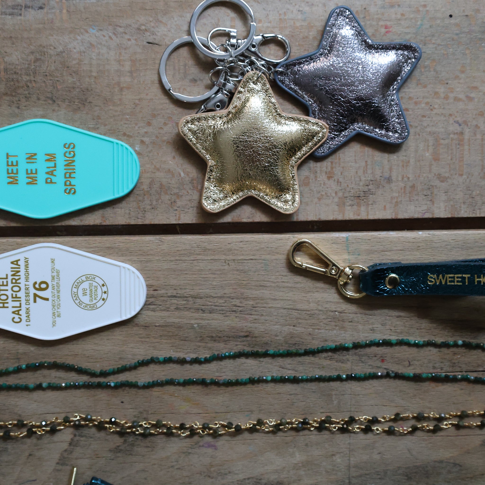 Porte clef etoile or et argent