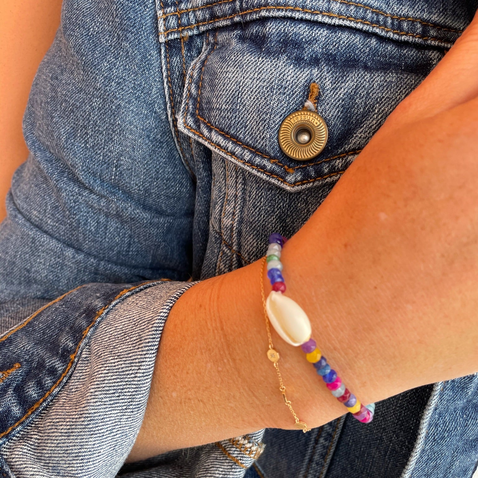 Santa Cruz_perles rondelles oeil de tigre-cauri