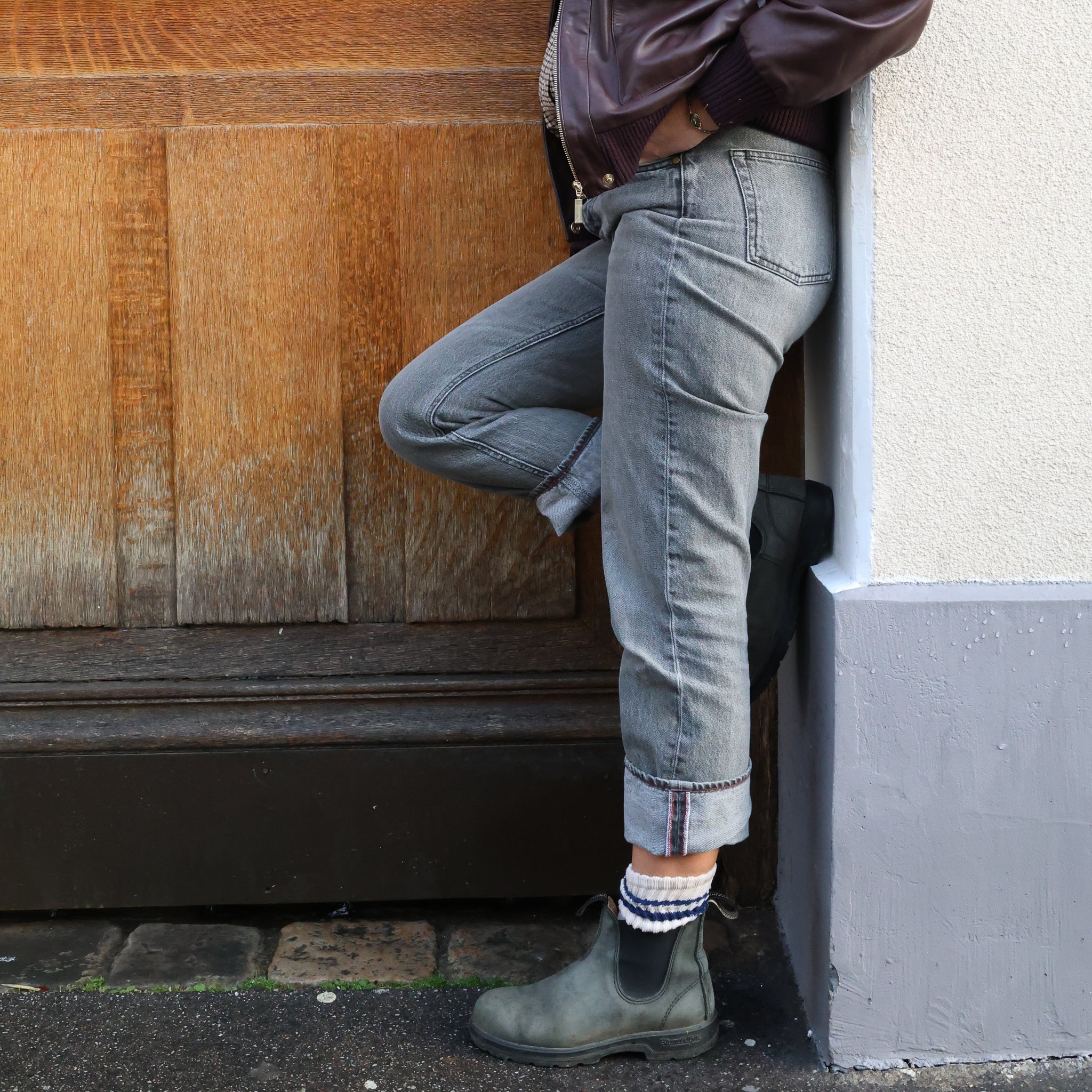 chaussettes écru rayées