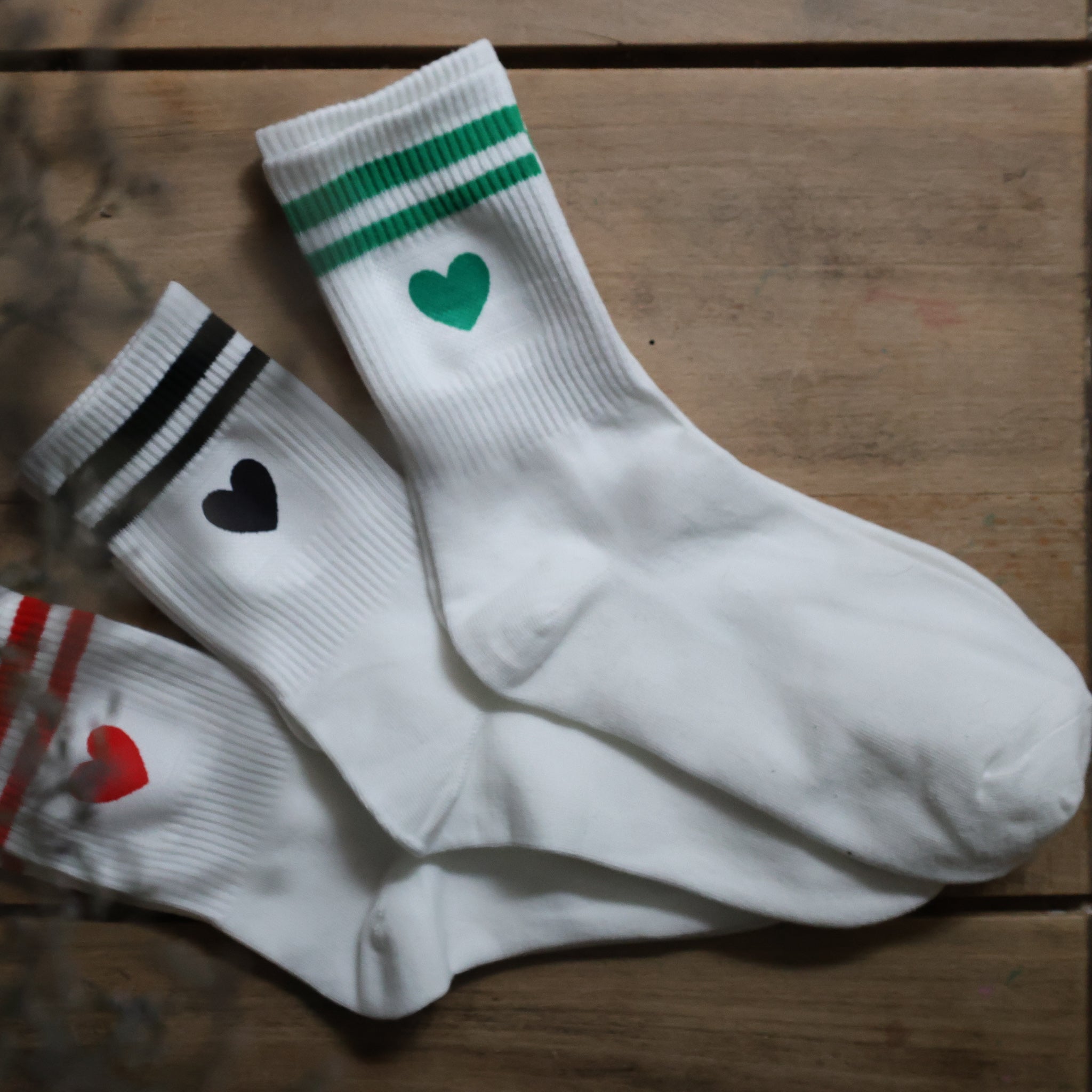 chaussettes sport coeur 2 rayures