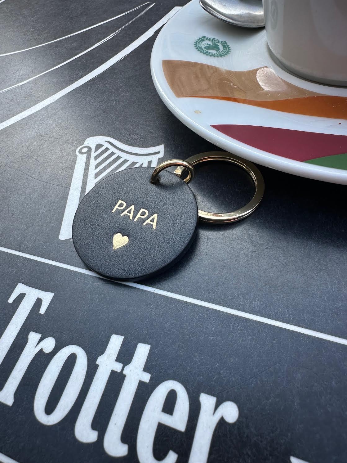 Porte-Clef Rond Noir Papa